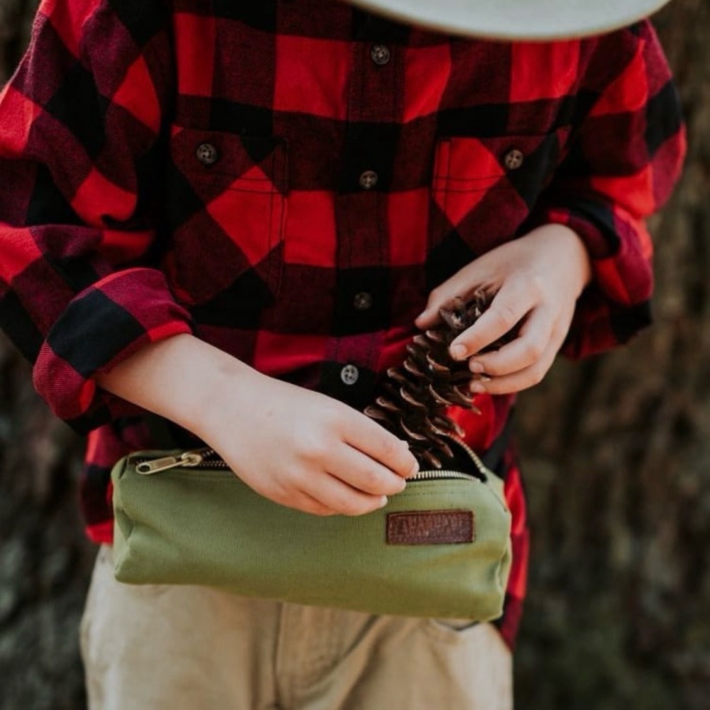 Green Canvas Hip Bag Fanny pack unisex